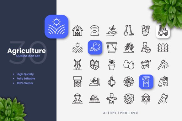 Agriculture Icons: Graphics for Digital Sellers