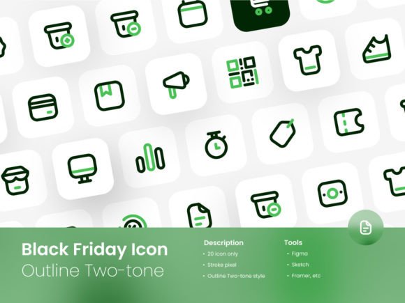 Black Friday Icon Set Outline Two-tone