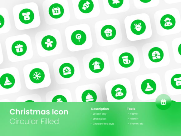 Christmas Icon Set Circular Filled Style