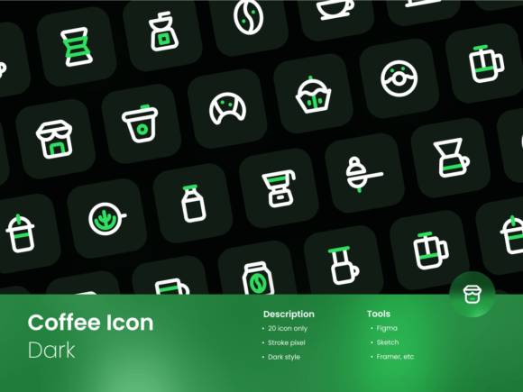 Coffee Icon Set Dark Mode Graphics