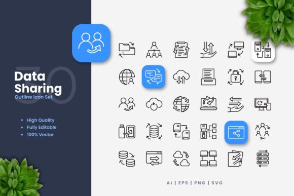 Data Sharing Icons Graphics