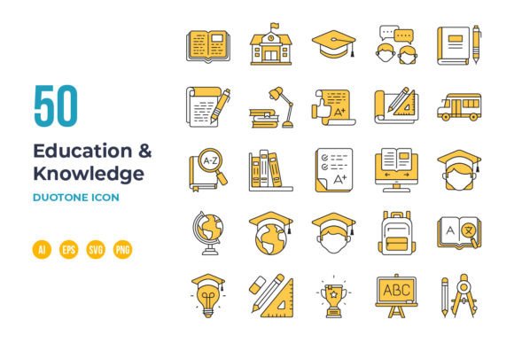 Education and Knowledge Icon- Duotone Graphics and Icons