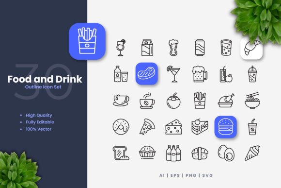 Food and Drink Icons for Graphics and Icons