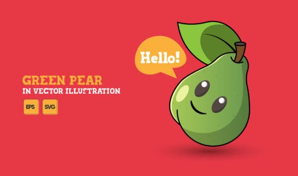 Green Pear Isolated in Vector Graphics