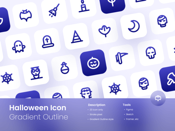 Halloween Icon Set Gradient Outline Graphics