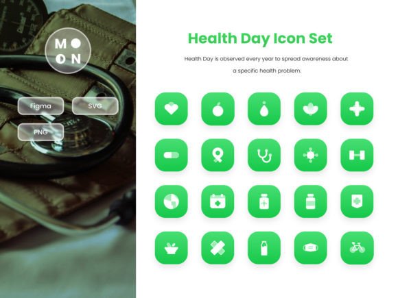 Health Day Icon Set: Graphics for Real Business