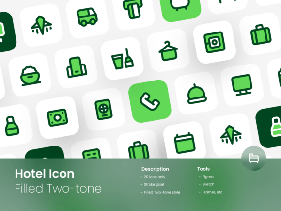 Hotel Icon Set Filled Two-Tone Style