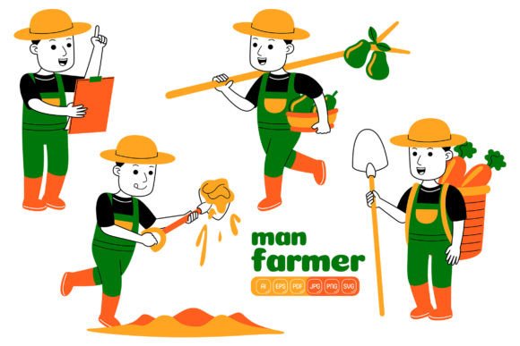 Man Farmer Vector Pack 02: Graphics and Illustrations for Branding