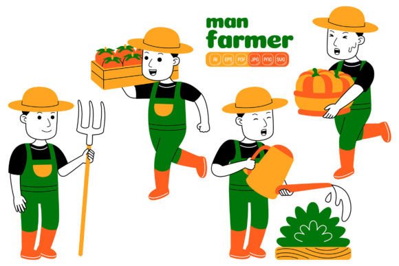 Man Farmer Vector Pack 05: Graphics and Illustrations for Branding