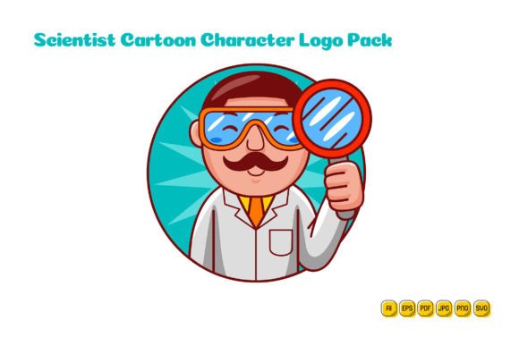 Scientist Cartoon Character Logo 05: Graphics and Logos for Creative Publishing