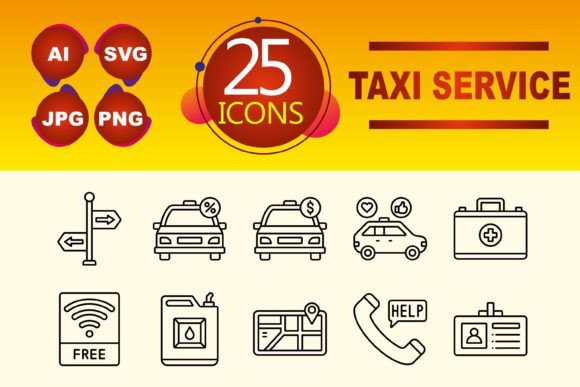 Taxi Service Graphics and Icons