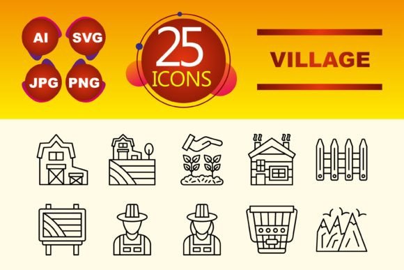 Village Graphics & Icons for Handmade Creations