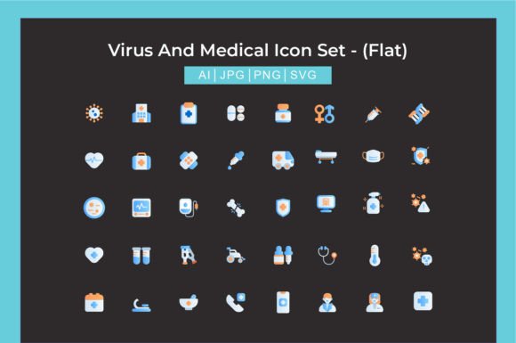 Virus and Medical Icon Set - Flat